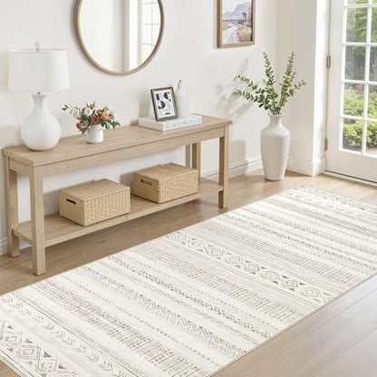 cotiled Hallway 3x10 Runner Rugs Washable Boho Rug Brown Cream - color: Light Brown/Cream, size: 3' x 12' (Runner)