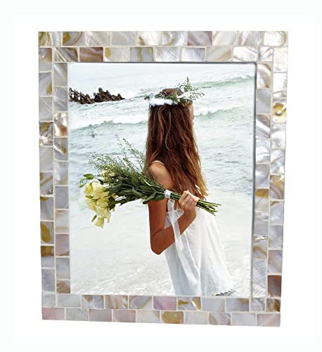 Natural White Picture Frame 8x10,Wedding Picture Frame,1Pc | Mother of Pearl, Wall Hanging or Tabletop, 8 by 10 inch Family Picture Frame - color: Natural White, size: 8x10 Inch