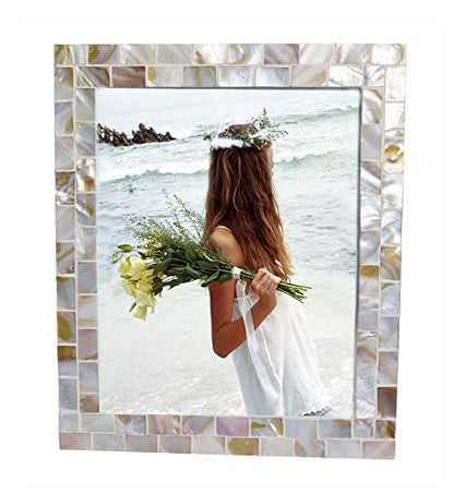 Natural White Picture Frame 8x10,Wedding Picture Frame,1Pc | Mother of Pearl, Wall Hanging or Tabletop, 8 by 10 inch Family Picture Frame - color: Natural White, size: 8x10 Inch