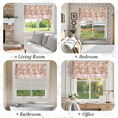 jinchan Alisa Ruffled Floral Valance Curtain 18 Inch 1 Panel Terracotta - color: Alisa Terracotta on Linen