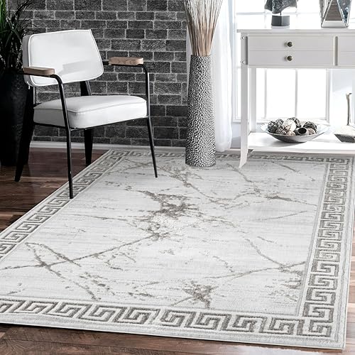 GLORY RUGS Area Rugs Marble 5x7 Cream Gray Carpet Modern Abstract Rug Living Room Dining Bedroom Rug - color: Cream Gray, size: 5' x 7' (Rectangular)