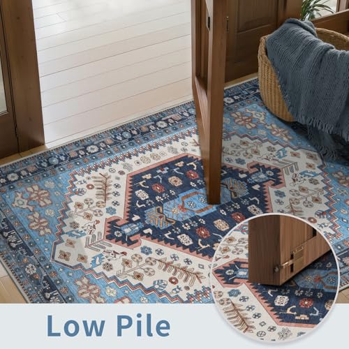 Ciicool 2x3ft Small Area Rug,Washable Boho Thin Mat for Entryway Kitchen - color: Blue/Beige, size: 2' X 3' (Rectangular)