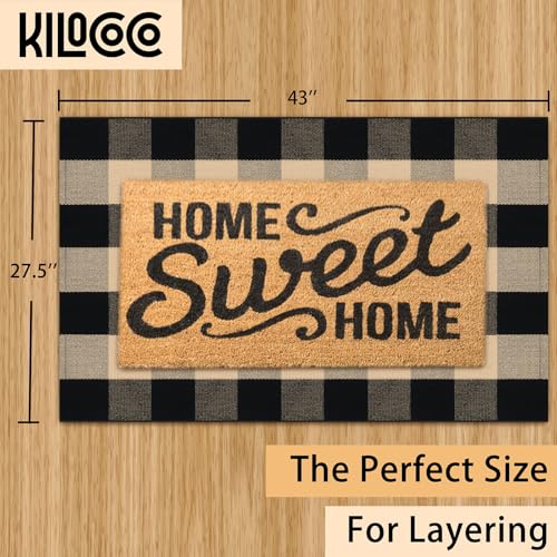 KILOCOCO Buffalo Plaid Checkered Rug 27.5x43 in Brown Black Front Door Rug - color: Brown and Black, size: 2'4" x 3'7" (Rectangular)