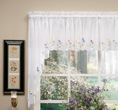 Today's Curtain,Vineyard 3-D Appliqué,Swagger 63", White, 90" W x 63" L - color: White, size: 90"W x 63"L (Pack of 1)