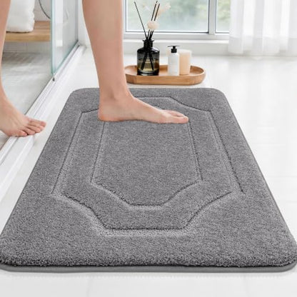 BEQHAUSE Bathroom Rugs Non Slip Bath Mat Soft Absorbent, 24"x36", Grey - color: Grey, size: 24"x36"