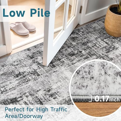 2x8ft Carpet Runner for Hallway: Washable Non Slip Kitchen Rug Black - color: Black, size: 2' x 8' (Runner)