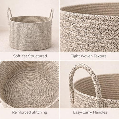 Big Gift Basket Empty Kit, Large Woven Rope Storage Basket, Beige - color: Natural Brown, size: Large