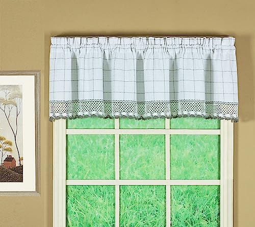 Today's Curtain Adirondack 2-Tone Crochet Valance 12", White/Gray, 60W x 12L - color: White/ Gray, size: 60"W x 12"L (Pack of 1)