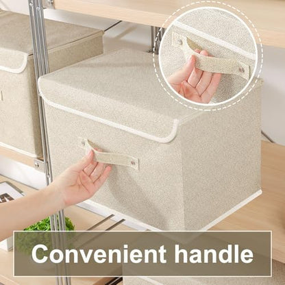 Storage Bins with Handles,Grey and Beige,15x9.8x9.8in,1 Pack - color: Beige/Gray, size: 15x9.8x9.8in(1-pack)