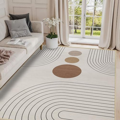 Boho Rug 4x6 Beige Modern Geometric Abstract Washable Area Rug Bedroom - color: Beige, size: 6' x 4' (Rectangular)