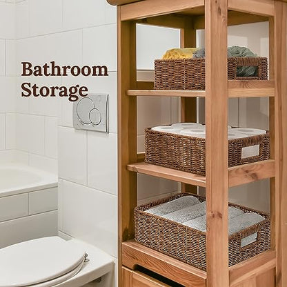 WeeNest Baskets for Storage, Wicker Basket, Rectangular, Set of 3, Toffee - color: Toffee