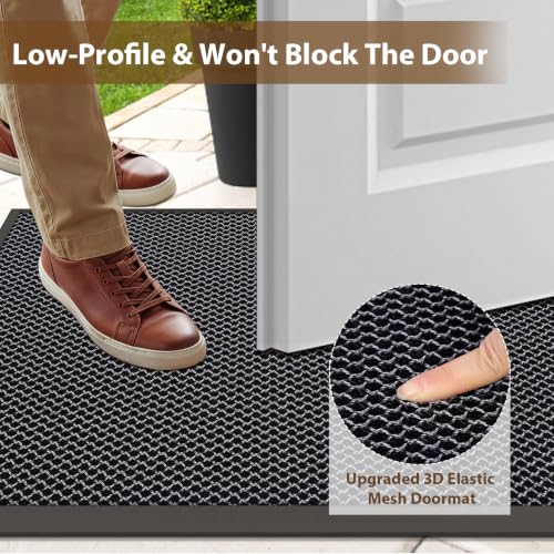 Front Door Mat Outside Entrance Entry Welcome Mat 17"x30" Gray - color: Grey, size: 17"x30"