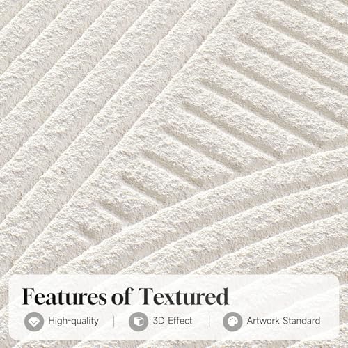 Large 3D Textured Modern White Abstract Wall Art for Living Room, 3 Piece - color: White --B, size: 24"w X 36"h X 3pcs
