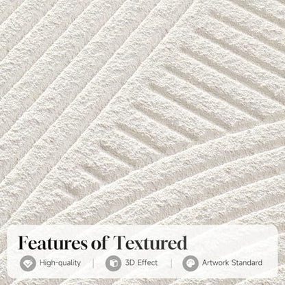 Large 3D Textured Modern White Abstract Wall Art for Living Room, 3 Piece - color: White --B, size: 24"w X 36"h X 3pcs