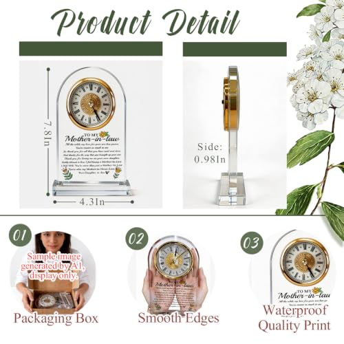WKYAER Keepsake Acrylic Clock for Mother-in-Law, Meaningful Thank You Gift, A Commemorative Clock Engraved with Inscriptions, Birthday or Mother’s Day Present, 4.3 x 7.8 in - color: Gift 10