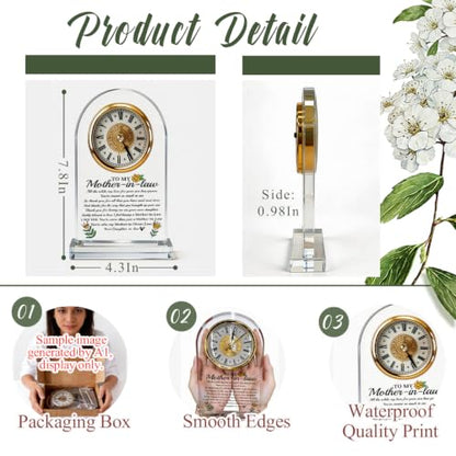 WKYAER Keepsake Acrylic Clock for Mother-in-Law, Meaningful Thank You Gift, A Commemorative Clock Engraved with Inscriptions, Birthday or Mother’s Day Present, 4.3 x 7.8 in - color: Gift 10