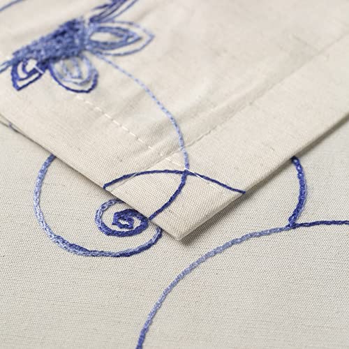 VOGOL Blue Floral Vine Embroidered Tier Curtains, 30 x 36 Inches, 2 Panels - color: Hy-blue, size: 30"W x 36"L (Pack of 2)