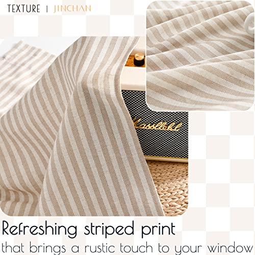 jinchan Stripe Linen Kitchen Valance Curtain, 50x16, 1 Panel, Taupe - color: Boxter Striped | Tan on Linen, size: 50"W x 16"L (Pack of 1)