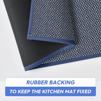 Artoid Mode Non-Slip Blue Kitchen Rugs and Mats Set of 2-17x29 + 17x47 - color: Blue, size: 17" x 29" /17" x 47"