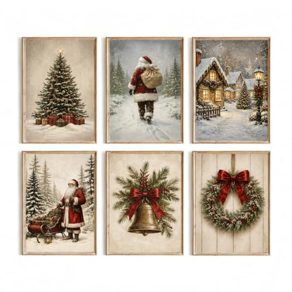 KBKBART 6pcs Christmas Wall Art Decor, Santa Claus Holiday Prints Paintings - color: Christmast Prints