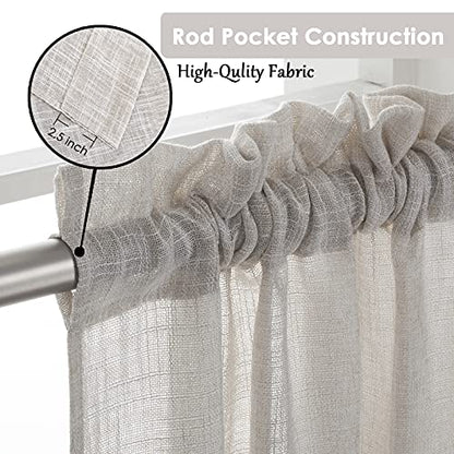 Beda Home Tassel Linen Textured Swag Curtain Valance, Nature, 36 x 45 in - color: Nature, size: 36"W x 45"L (Pack of 2)