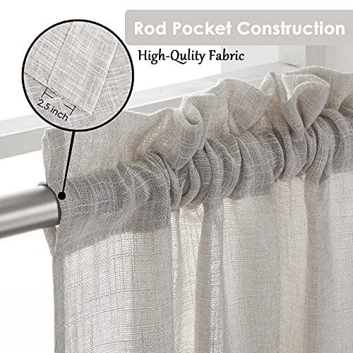 Beda Home Linen Textured Curtain Valance for Kitchen Living Room; Rustic Short Valance Topper for Small Window Bedroom/Basement Privacy Added Rod Pocket Design (Nature, 52Wx18L - 1PC) - color: Nature, size: 52"W x 18"L (Pack of 1)