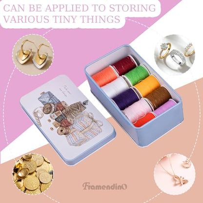 Framendino, 5 Pack Mini Tinplate Tin Boxes Trinket Jewelry Coin Containers for Jewelry Storage Case (Random Color) - color: Sewing