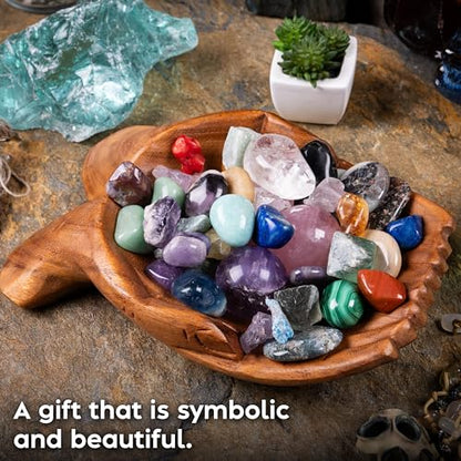Wooden Hands Bowl, Crystal Display, Rock Display, Natural, Large - color: Natural, size: L