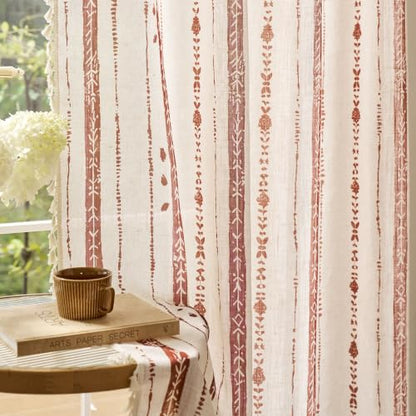 Terracotta Boho Curtains for Living Room with Tassel 63 Inch 2 Panel - color: T-terracotta, size: 52"W x 63"L (Pack of 2)