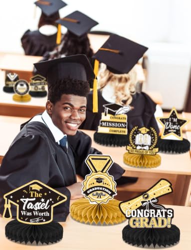 9Pcs Graduation Centerpieces for Tables 2026, Graduation Table Decorations - style: Black Graduation