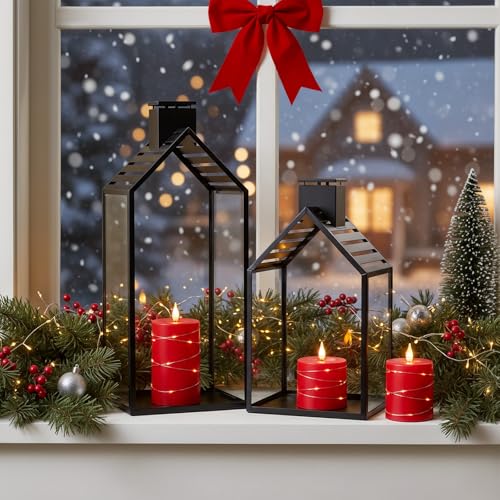 Raycare Red Battery Operated Flameless LED Pillar Candle with Remote Timer - color: 3pcs-Red