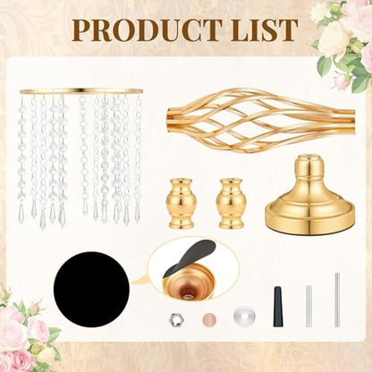 Gold Crystal Tall Vase Centerpiece Stand, Elegant Gold Flower Holder for Wedding Table Centerpieces, Perfect Wedding Reception Table Decor, Bases para Centros de Mesa, Centros de Mesa(6Pack) - size: 6Pack