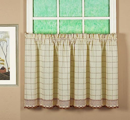 Today's Curtain Adirondack 2-Tone Crochet Tier 36", Ecru/Toast, 60W x 36L - color: Ecru/ Toast, size: 60"W x 36"L (Pack of 1)
