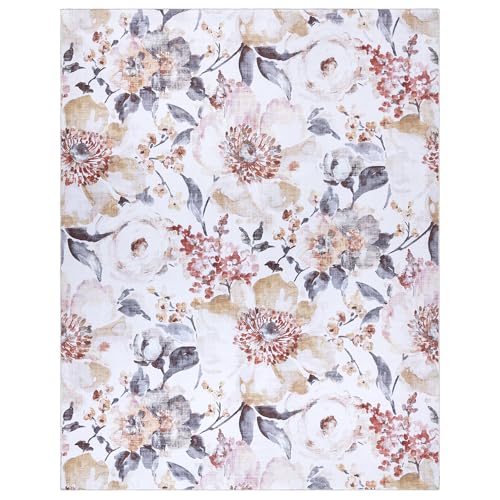 Gertmenian Indoor Boho Area Rug - 5x7 Standard, Non Slip, Super Strong, Ideal for High Traffic Areas in Bedroom, Living Room, Kitchen - Ivory, Taupe, 28618 - color: Flora, Beige, size: 5' x 7' (Standard)