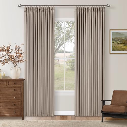 Burlywood Birch Linen Pinch Pleated Blackout Bedroom Curtains 80 Inch Long - color: Burlywood Birch, size: 40"W x 80"L (Pack of 2)