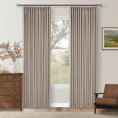 Burlywood Birch Linen Pinch Pleated Blackout Bedroom Curtains 80 Inch Long - color: Burlywood Birch, size: 40"W x 80"L (Pack of 2)
