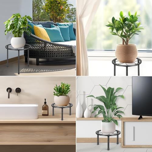 Amaoot 5 Pack Metal Plant Stand, Iron Plant Stands for Indoor and Outdoor - color: Black