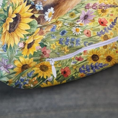 Throw Pillow Covers, Rustic Floral, Set of 4, 18"x18" - color: Highland Cow 3