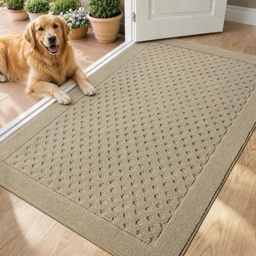 Dirt Trapper Door Mat 32"x 48", Non-Slip Entryway Rugs, Beige - color: Beige, size: 32" x 48"