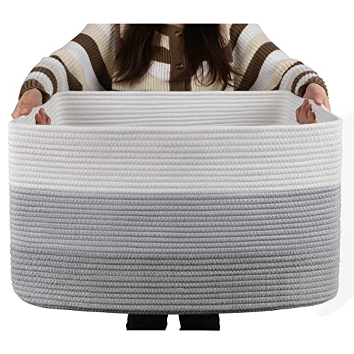 OIAHOMY Blanket Basket Laundry Basket Dog Toy Basket 75L Gradient Grey - color: Gradient Grey, size: 22”x17”x12”