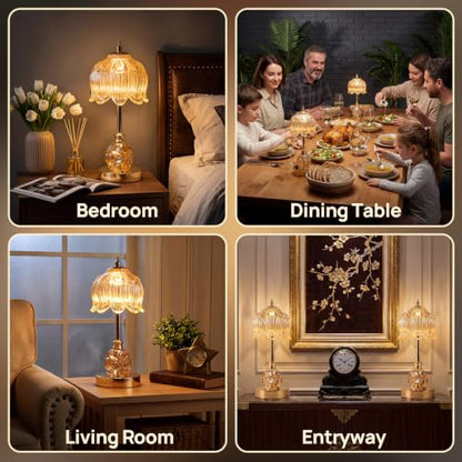 Flower Battery Operated Rechargeable Lamp Cordless, Lily, Amber - color: Amber-Lily