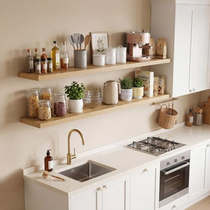 Vivelove 10 Inch Deep Floating Shelves 40” Set of 2, Oak - color: Oak, size: 40”wx10.2”dx1.5”h