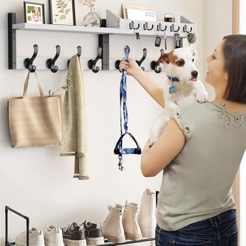 Evermagin 35" Coat Rack Wall Mount with Shelf for Entryway, White - color: White, size: 35 inch