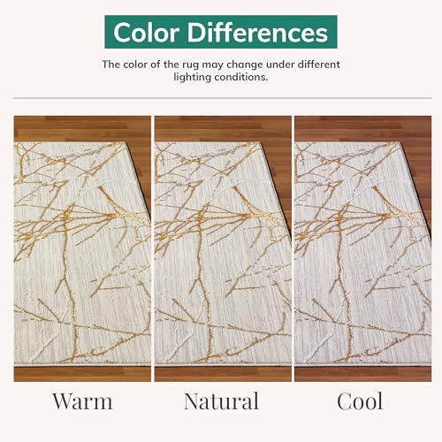 LUXE WEAVERS Modern Abstract Non-Shedding Area Rug Gold 6x9 - color: Gold, size: 6' x 9' (Rectangular)