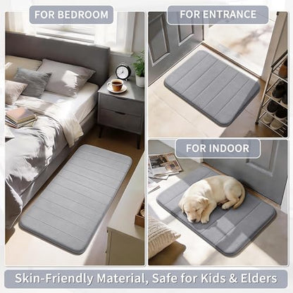 Yimobra 60"x24" Extra Long Memory Foam Bath Mat, Super Soft Bath Rug - color: Grey, size: 60" X 24"