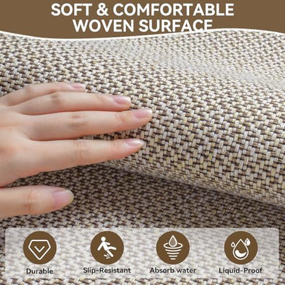 Kitchen Rugs Set of 2 PCS Non Slip Washable Brown 17"x30"+17"x59" - color: Brown, size: 17"x30"+17"x59"