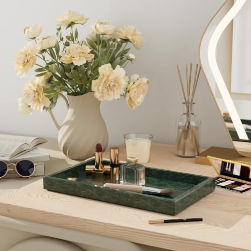 Marble Trays with Anti Slip Foot Pads,11.8x7.9x1.2in,Emerald Green - color: Emerald Green