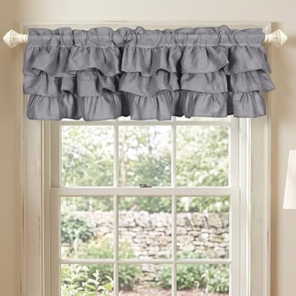 FUANGUI Ruffled Valance Curtain 52" W x 18" L Pleated Kitchen Valance - color: Grey, size: 52"W x 18"L (Pack of 1)