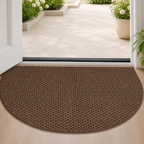 Dirt Trapper Door Mat 24" x 36", Non-Slip, Half Circle, Brown - color: Brown, size: 24" x 36"(Semicircular)