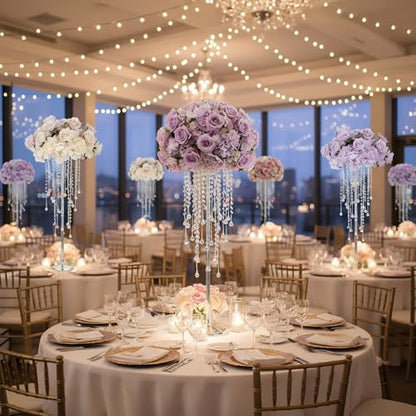 10pcs Crystal Centerpieces for Tables 21.65in Silver Flower Stand - color: Silver, size: 10×S